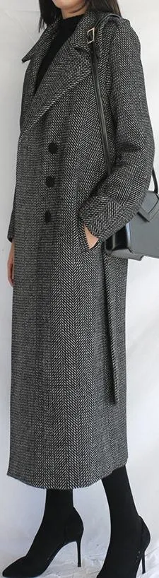 Belted Long Double-Breasted Wool-Cashmere Coat