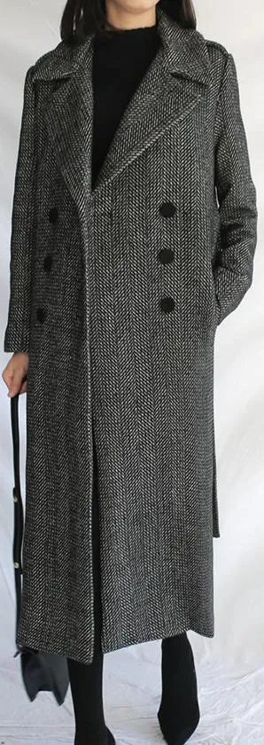 Belted Long Double-Breasted Wool-Cashmere Coat