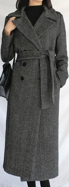 Belted Long Double-Breasted Wool-Cashmere Coat