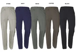 CARABOU MULTI POCKET WATER AND STAIN RESISTANT ACTION TROUSERS IN WAIST 32 TO 60", L27/29/31/33, 4 COLORS OPTION