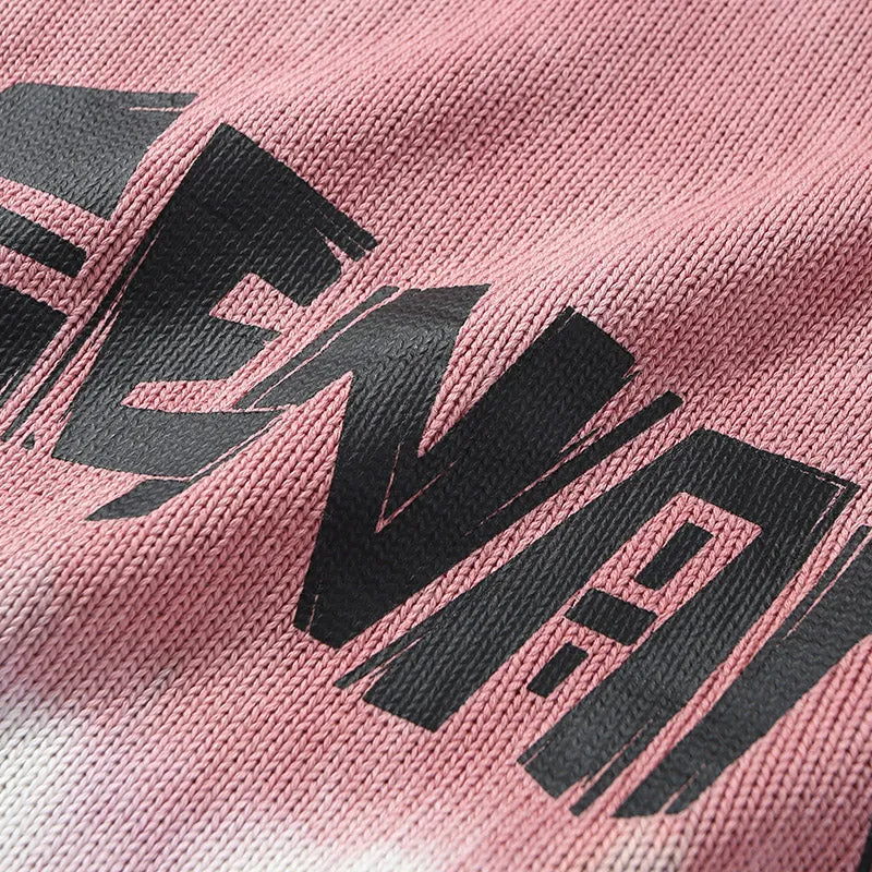 Gradient Tie Dye Print Crew Neck Sweater