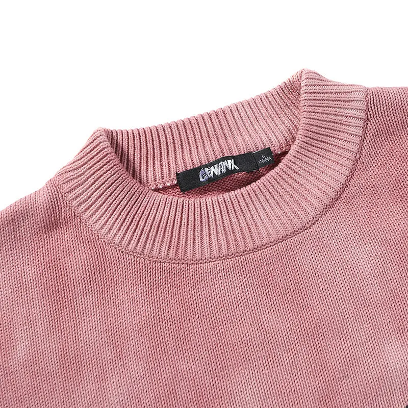 Gradient Tie Dye Print Crew Neck Sweater