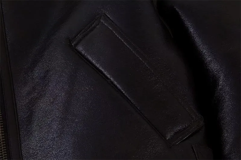 Women's Chic Jacket Faux Fur Chic Vegan Leather Velvet Winter Jacket