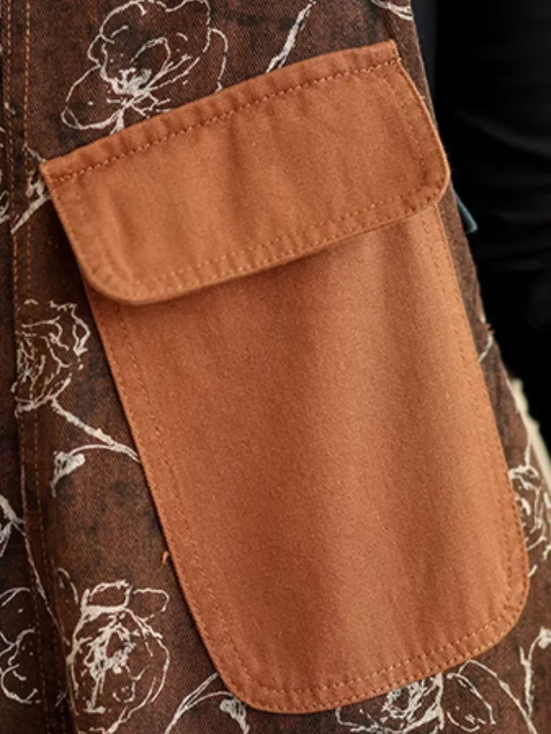 Women's Relaxed Printed with Stylish Pockets Overalls Dungarees